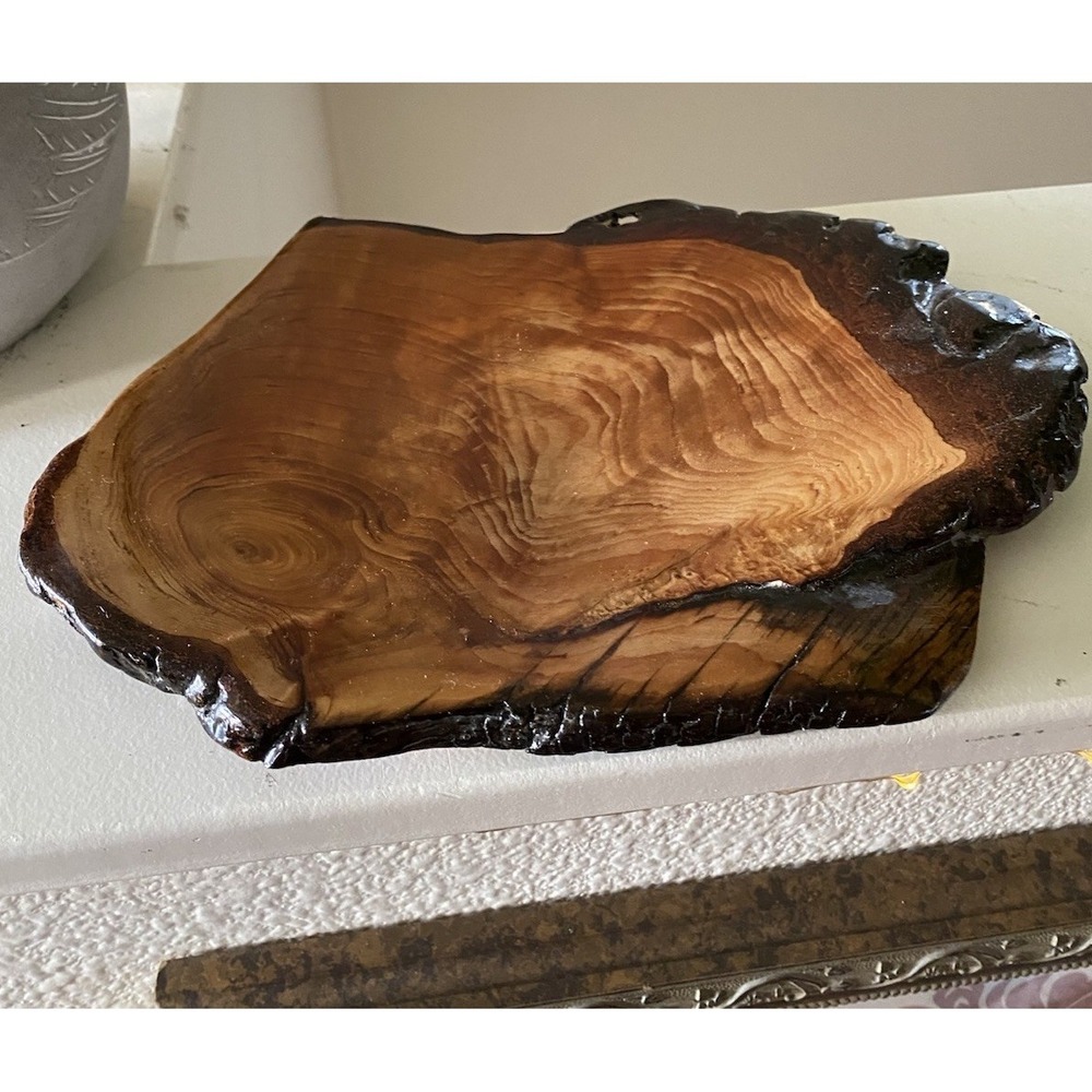 Hand Turned Wooden Bowl Artisan Handmade Live Edge Wood Key Coin Tray Rustic Art